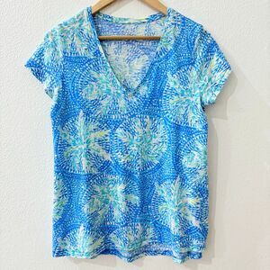 Lilly Pulitzer Women’s Size XS Etta V Neck Short Sleeve Too Blouse Cotton Jersey